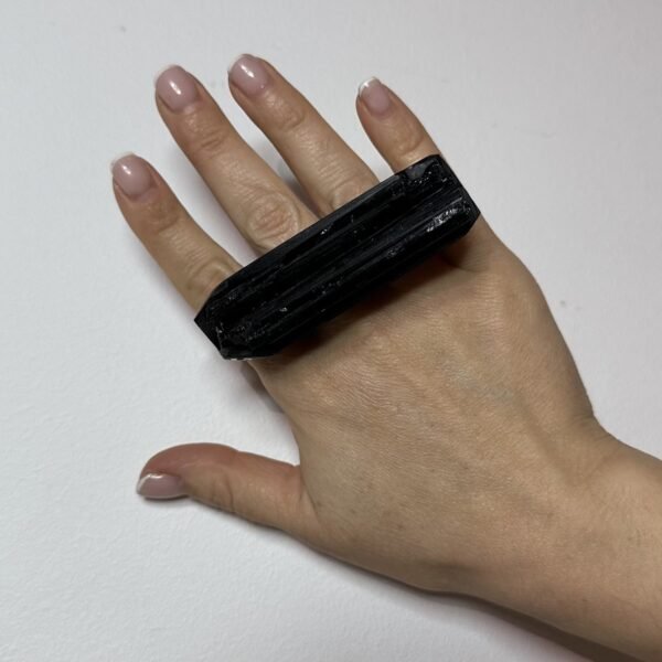 3 Finger Architectural Ring With Black Tourmaline - Image 3
