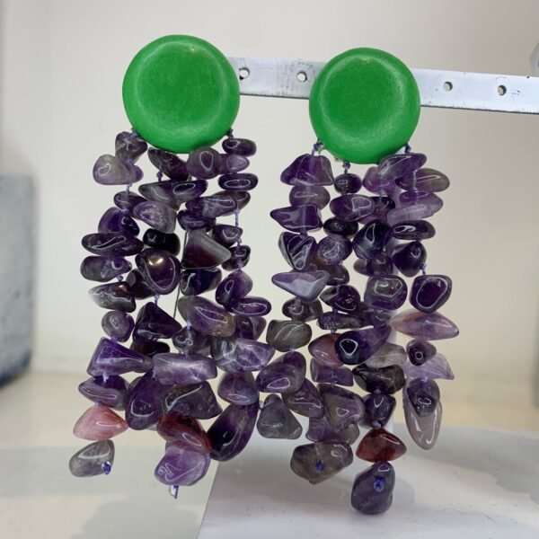 Amethyst Chic Long Chandelier Earrings - Image 3