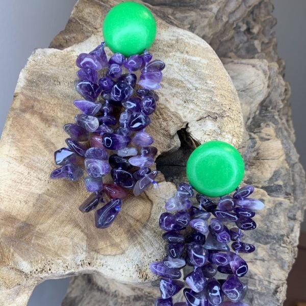 Amethyst Chic Long Chandelier Earrings - Image 4