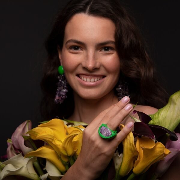 Amethyst Chic Long Chandelier Earrings - Image 5