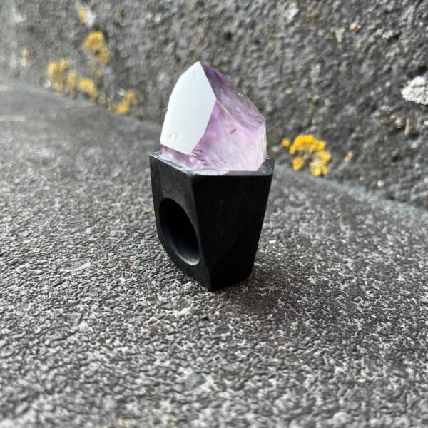 Amethyst Ring in Black Ceramic Band - Image 3
