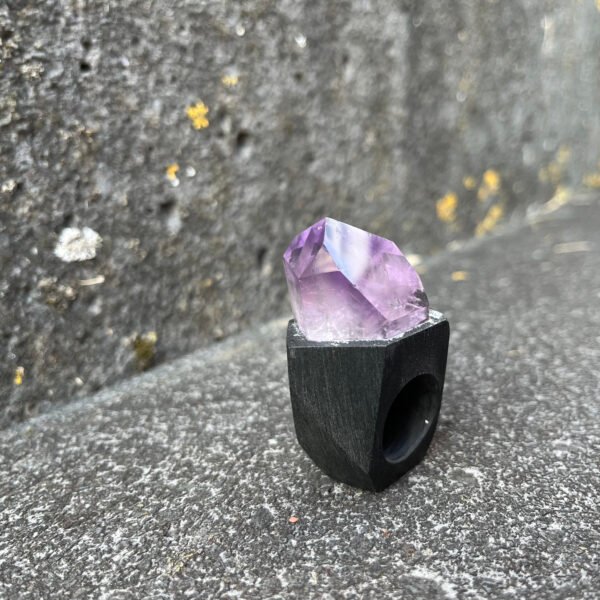 Amethyst Ring in Black Ceramic Band - Image 5