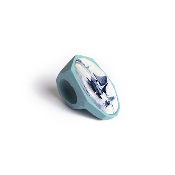 Antique Delft Blue Insert Ceramic Ring