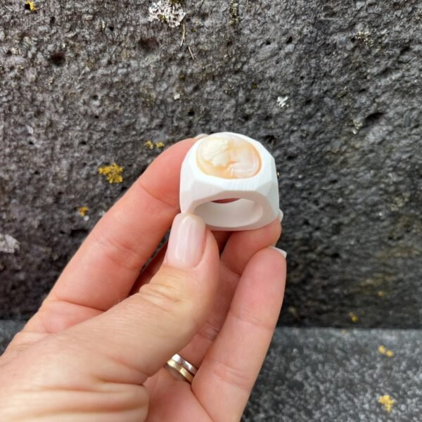 Antique Hand Carved Cameo In Modern Ring - Image 4
