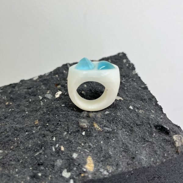 Blue Topaz & Murano Glass Art Ring - Image 3