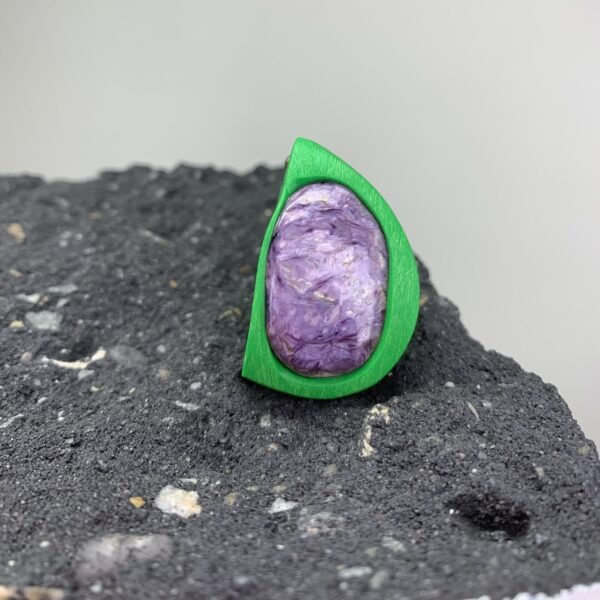 Bright And Statement Charoite Mineral Ring - Image 3