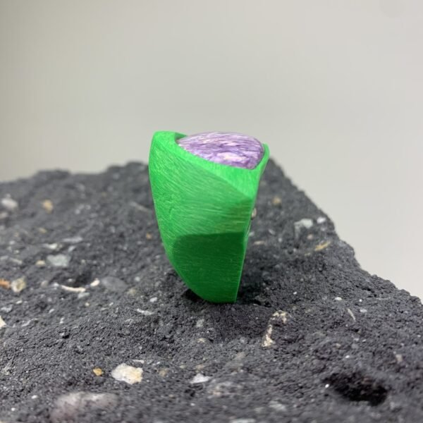 Bright And Statement Charoite Mineral Ring - Image 4