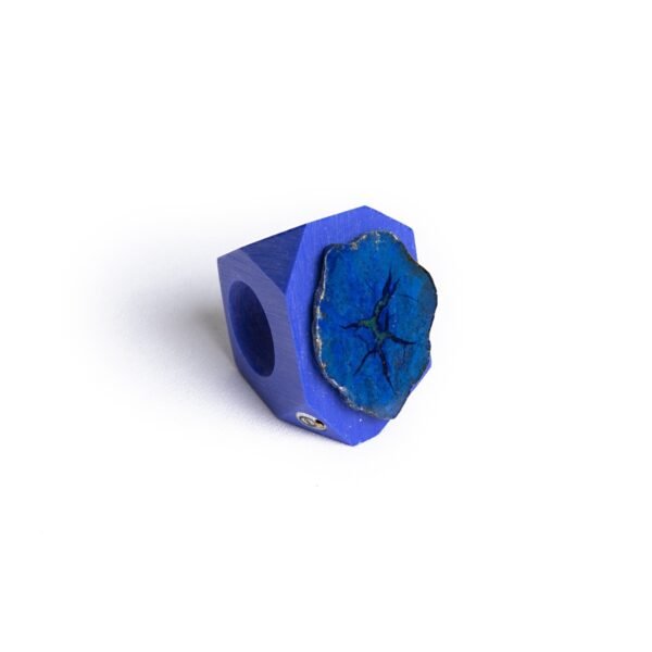 Collectible Azurite Gemstone Architectural Ring