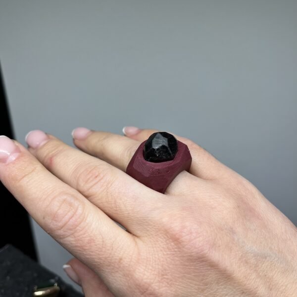 Geometric Ring With Raw Garnet - Image 2