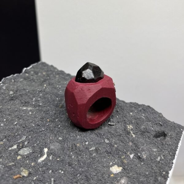 Geometric Ring With Raw Garnet - Image 4
