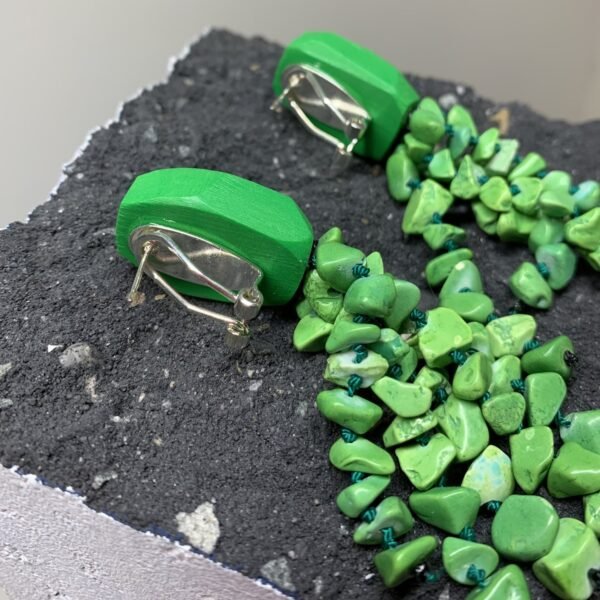 Green Turquoise Statement Earrings - Image 3