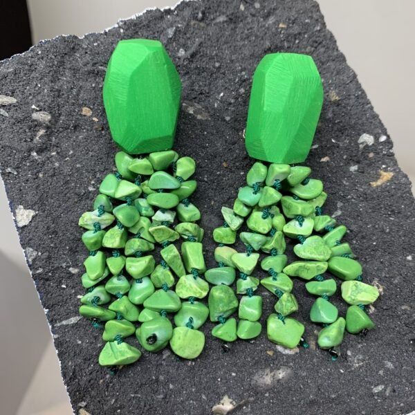 Green Turquoise Statement Earrings - Image 4