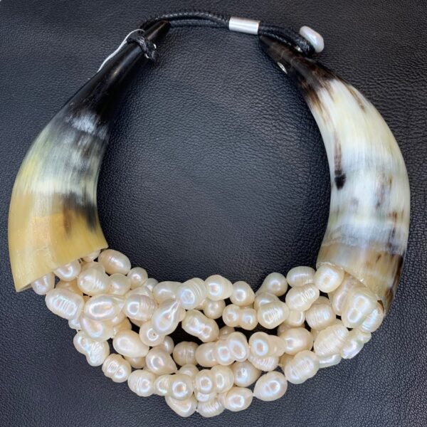 Horns And Pearls Statement Necklace - Image 6