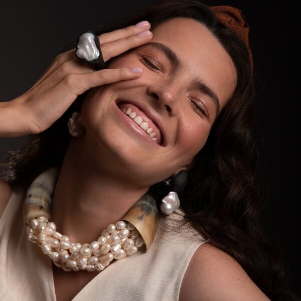 Horns And Pearls Statement Necklace - Image 3