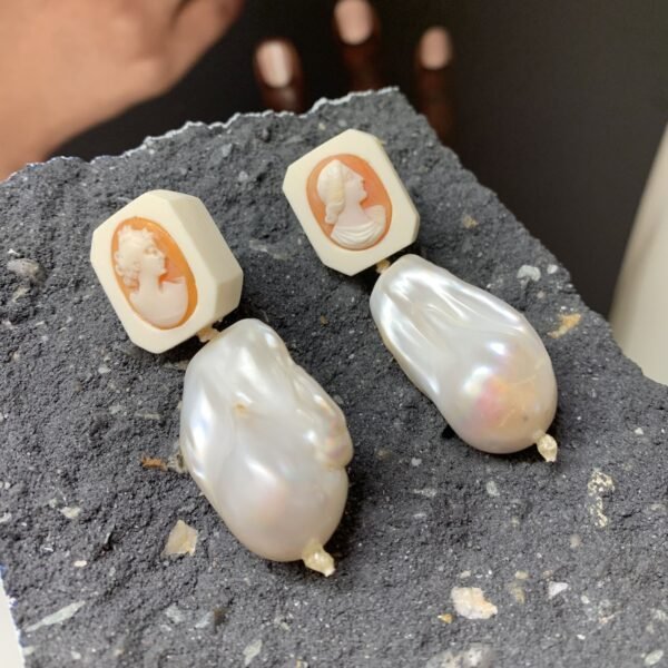 Large Baroque Pearls Wedding Earrings - Image 3