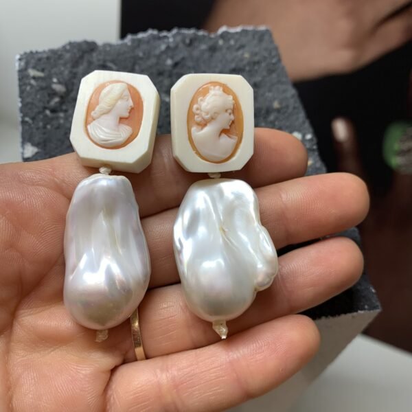 Large Baroque Pearls Wedding Earrings - Image 4