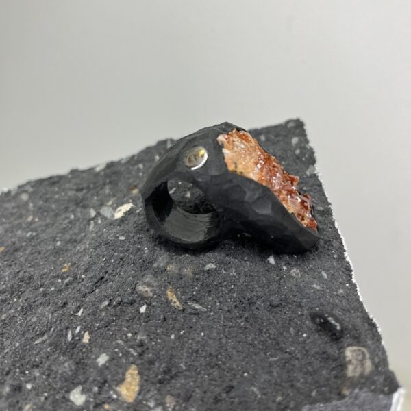 Long Bar Ceramic Band Ring With Genuine Vanadinite Gemstone - Image 3