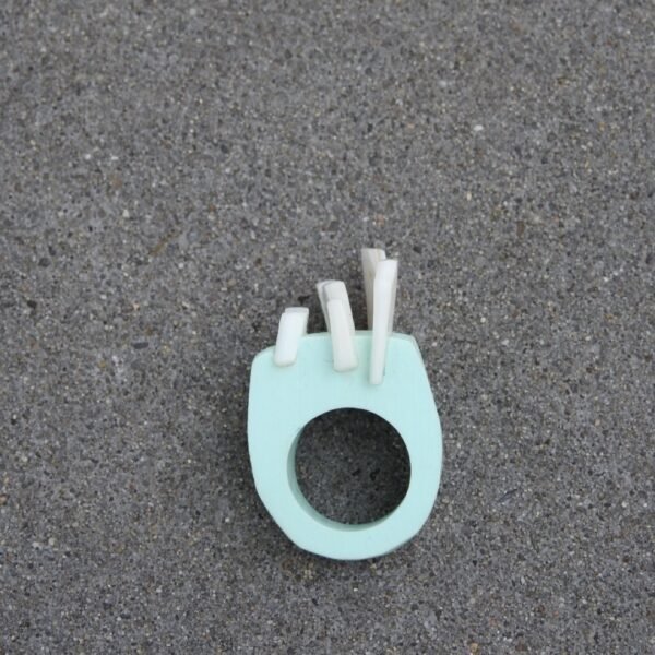 Modern Architectural Ring With Mother Of Pearl - Image 4