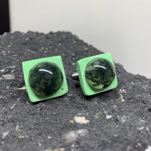 Moss Agate Square Cuff Links - Image 5