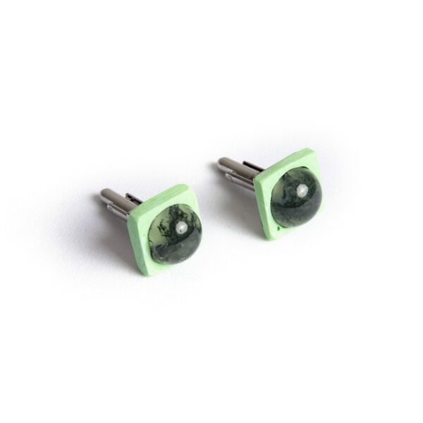 Moss Agate Square Cuff Links