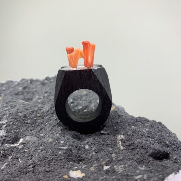 Red Coral Contemporary Design Ring - Image 3