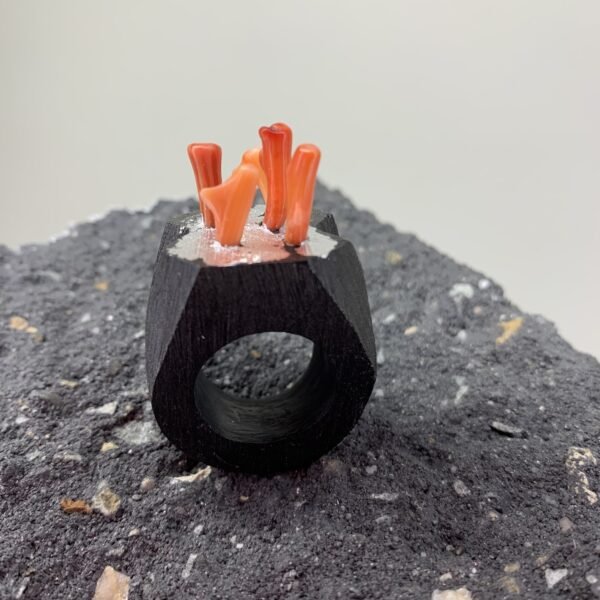 Red Coral Contemporary Design Ring - Image 5