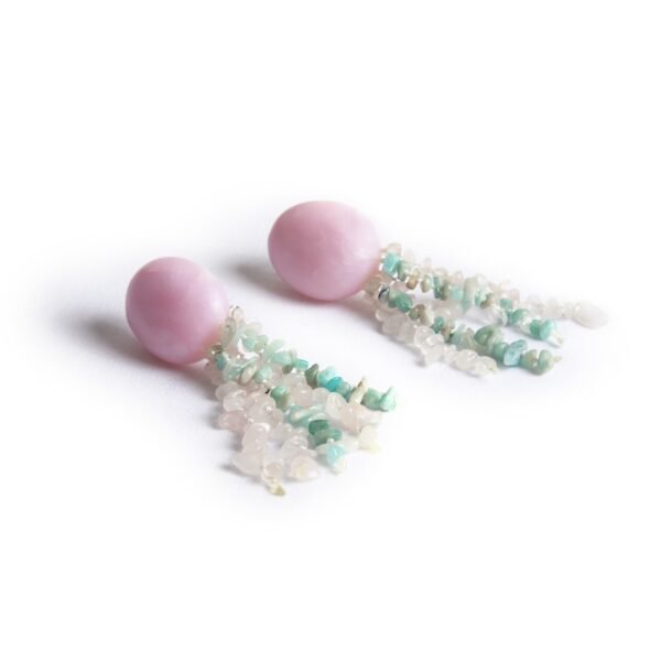 Rose Quartz & Amazonite Dangling Earrings