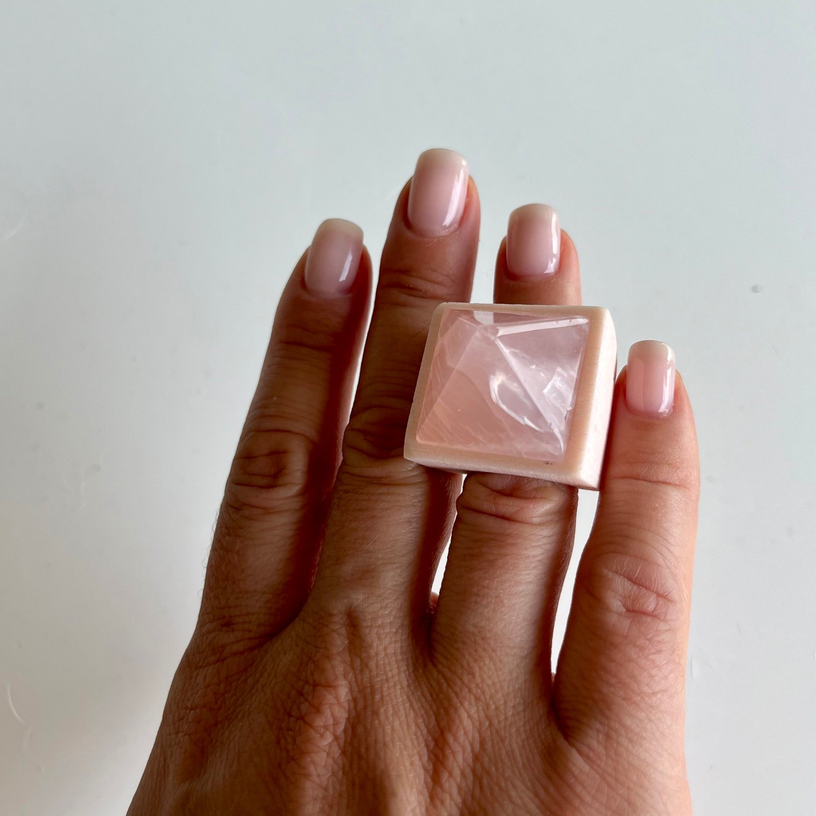 Rose Quartz Pyramide Ring - Image 2