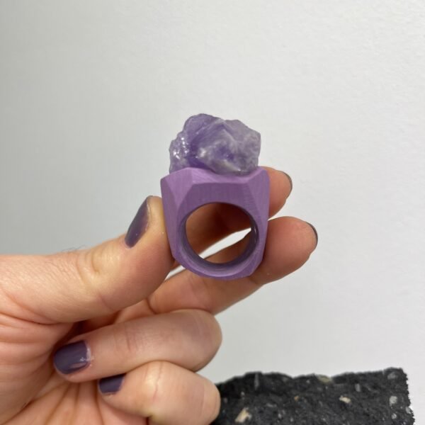 Rough Amethyst Gemstone Ring - Image 5