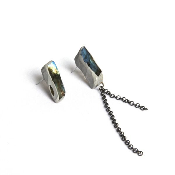 Rough Labradorite Asymmetric Earrings