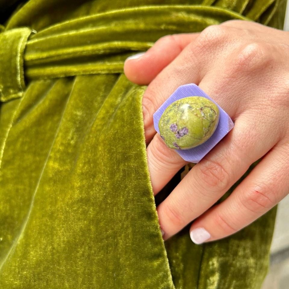 Square ring with round Jasper stone - Image 2