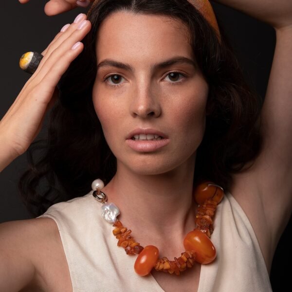 Tribal Amber In Contemporary Design Necklace - Image 3