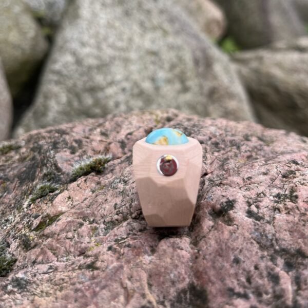Turquoise And Beige Ceramic Band Ring - Image 5