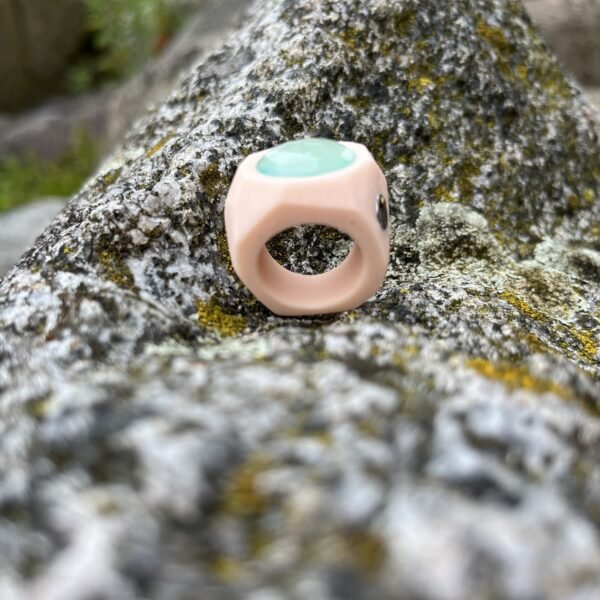 Vintage Chrysoprase In Ceramic Band Ring - Image 4