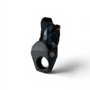 hematite statement ring in handcrafted ceramic