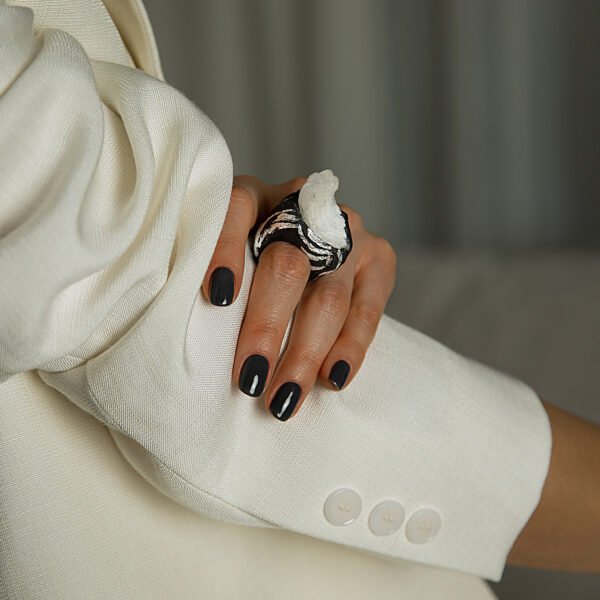 White Calcite Unique Ring
