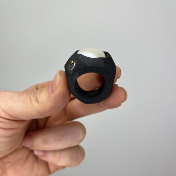White Pearl Ring Contemporary Design - Image 3